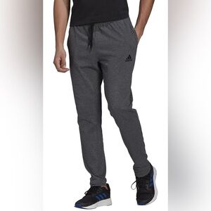 Adidas Men's Essentials Tapered Drawstring Pants, Dark Grey Heather, Size M Tall